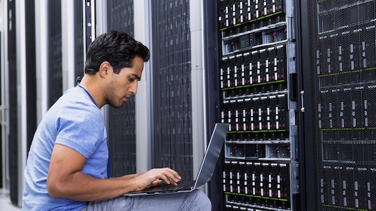 Data and privacy - man in server room